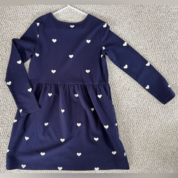 Heart Pattern Navy Long sleeve Dress with Pockets - Picture 2 of 5